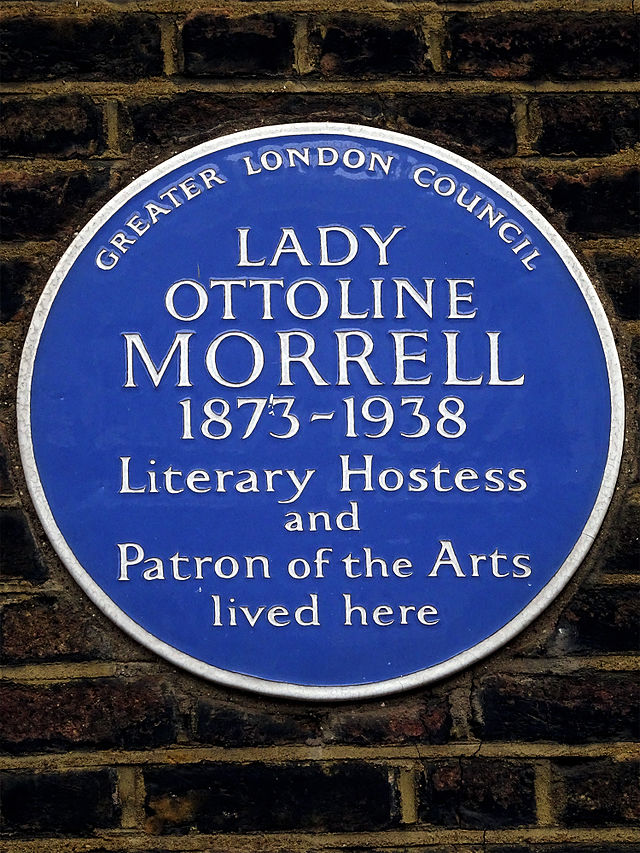 Ottoline Morrell blue plaque - Lady Ottoline Morrell 1873-1938 literary hostess and patron of the arts lived here