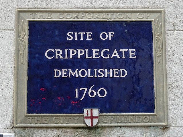 Blue plaque № 6082 - Site of Cripplegate demolished 1760