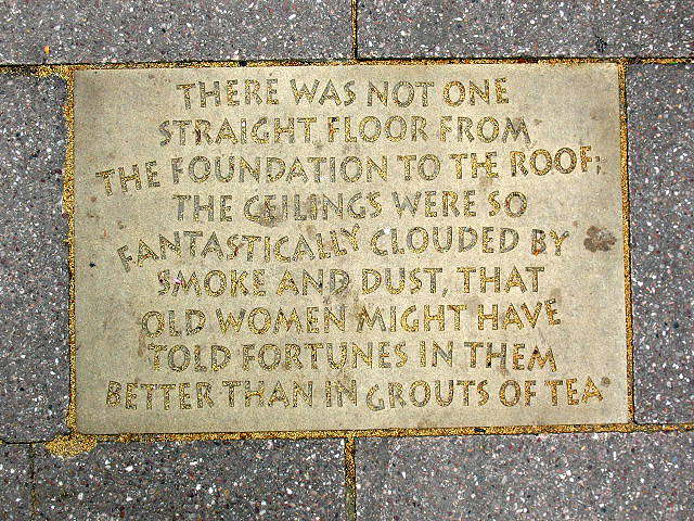 plaque № 47000 - There was not one straight floor from the foundation to the roof; the ceilings were so fantastically clouded by smoke and dust that old women might have told fortunes in them better than in grouts of tea