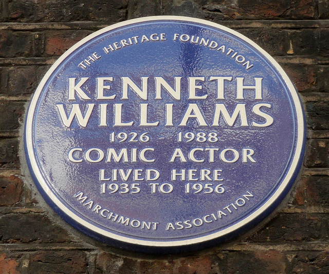 Kenneth Williams blue plaque - Kenneth Williams 1926-1988 comic actor lived here 1935-1956  