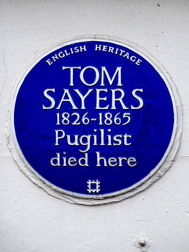 Tom Sayers blue plaque - Tom Sayers 1826-1865 pugilist died here