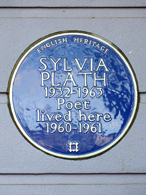 Sylvia Plath blue plaque - Sylvia Plath 1932-1963 poet lived here 1960-1961