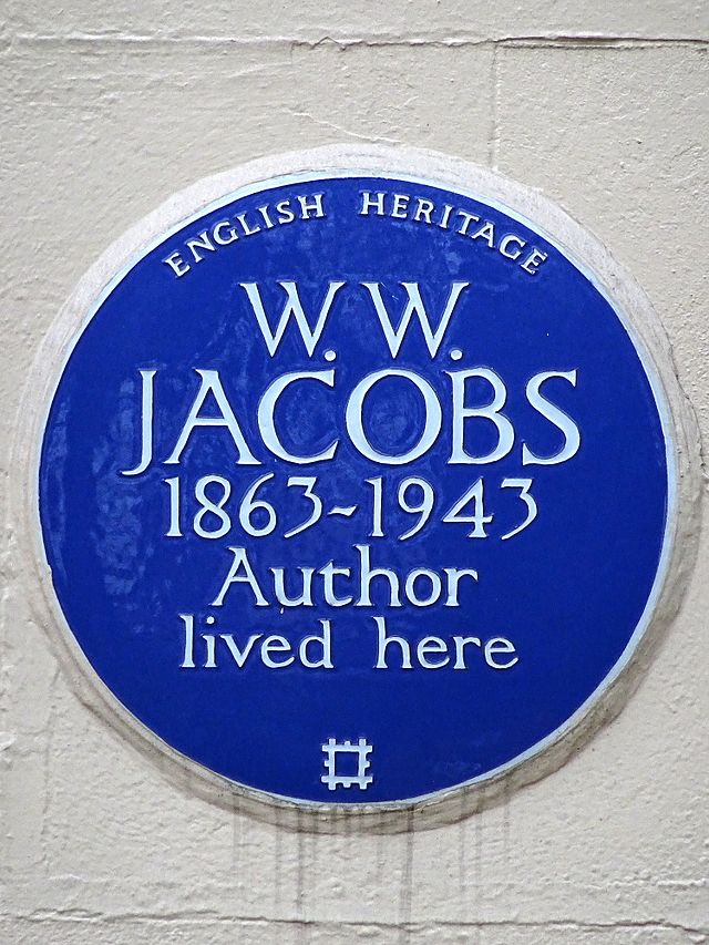 William Wymark Jacobs blue plaque - W. W. Jacobs 1863-1943 author lived here