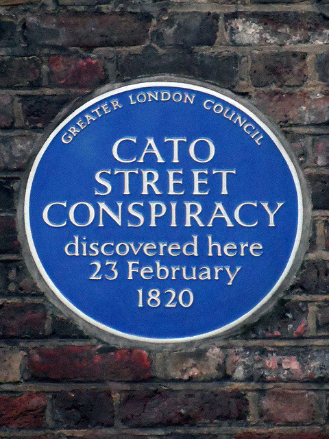 Cato Street Conspiracy blue plaque - Cato Street Conspiracy discovered here 23 February 1820