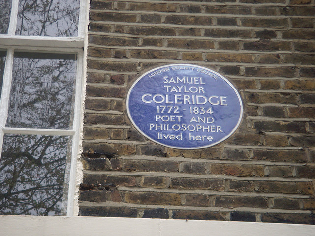 Samuel Taylor Coleridge blue plaque - Samuel Taylor Coleridge 1772-1834 poet and philosopher lived here