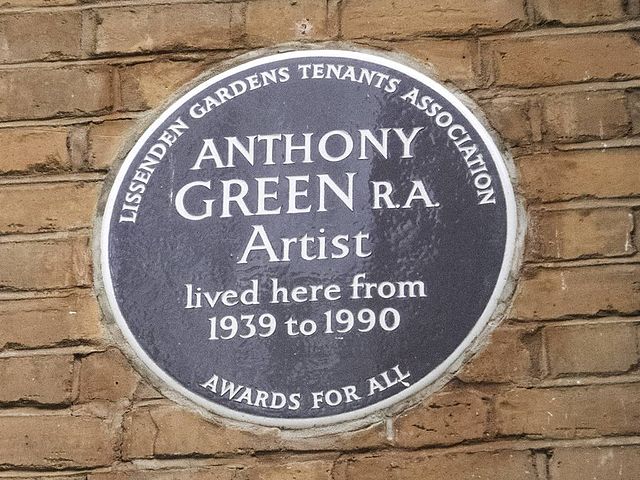 Anthony Green brown plaque - Anthony Green RA Artist lived here from 1939 to 1990