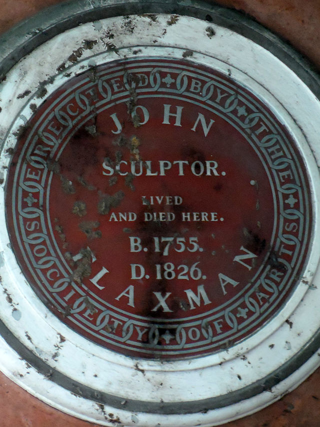 John Flaxman brown plaque - John Flaxman sculptor lived and died here B.1755, D.1826.
