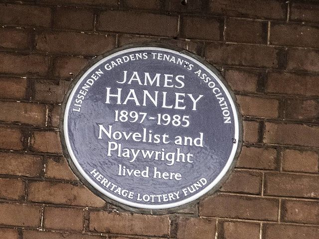James Hanley brown plaque - James Hanley  1897–1985  Novelist and  Playwright  lived here