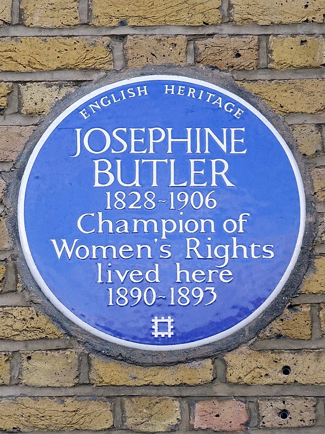 Josephine Butler blue plaque - Josephine Butler 1828-1906 champion of women's rights lived here 1890-1893