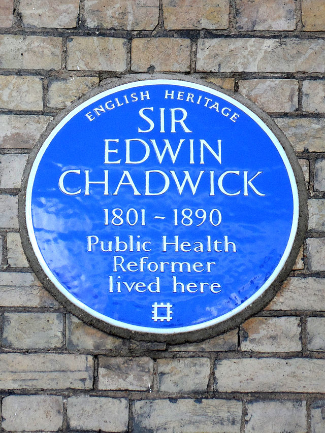 Edwin Chadwick blue plaque - Sir Edwin Chadwick 1801-1890 public health reformer lived here