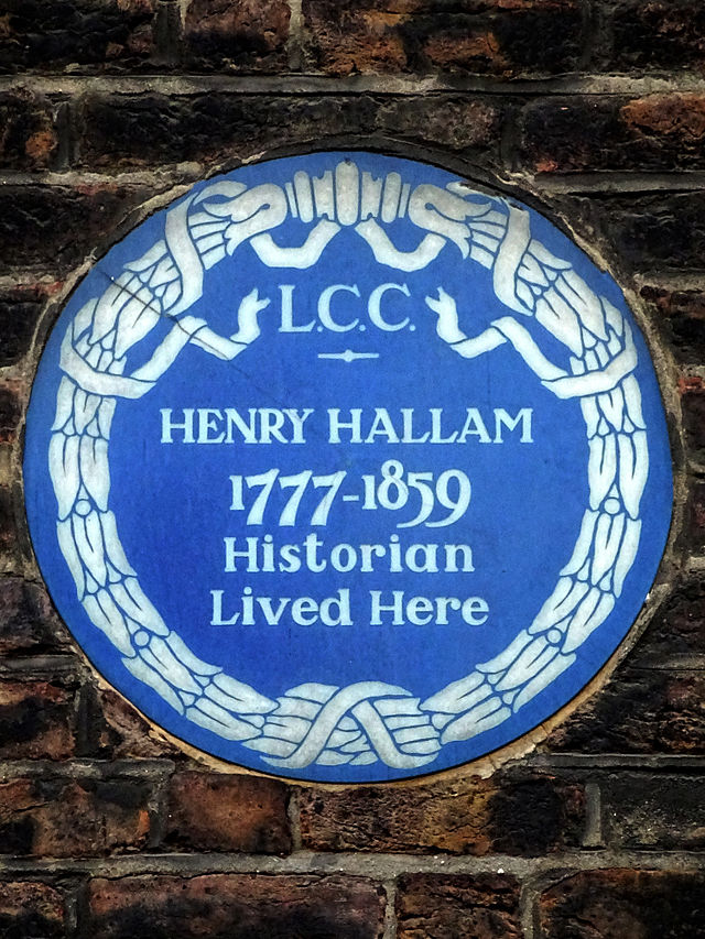 Henry Hallam blue plaque - Henry Hallam (1777-1859), historian, lived here