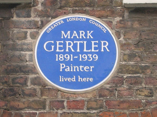 Mark Gertler blue plaque - Mark Gertler 1891-1939 painter lived here