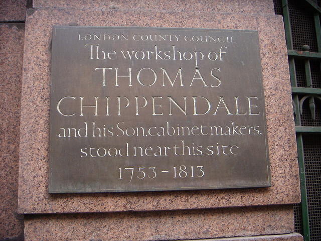 Thomas Chippendale and Thomas Chippendale, the younger brass plaque - The workshop of Thomas Chippendale and his son, cabinet makers stood near this site 1753-1813