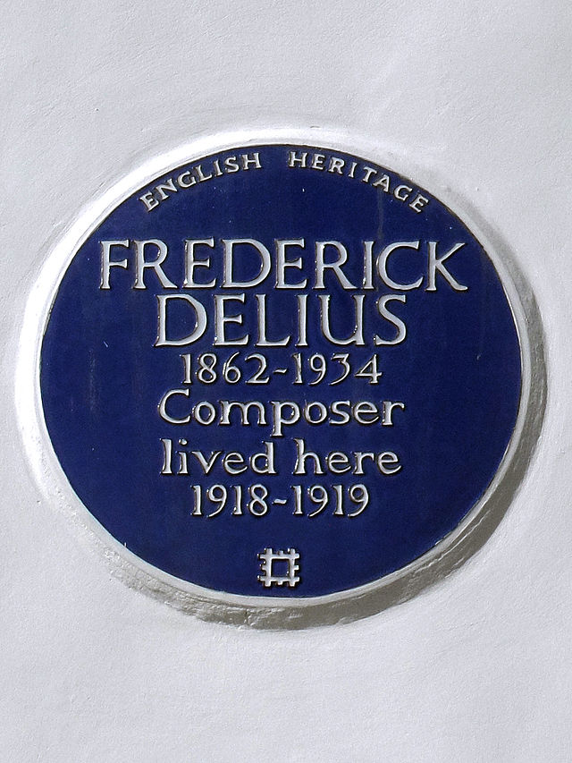 Frederick Delius blue plaque - Frederick Delius (1862-1934), composer, lived here 1918-1919.