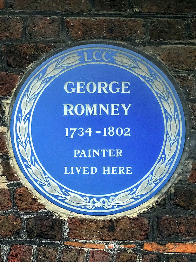 George Romney blue plaque - George Romney (1734-1802), painter, lived here.