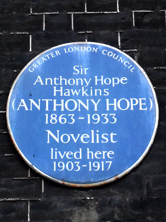 Anthony Hope blue plaque - Sir Anthony Hope Hawkins (Anthony Hope) 1863-1933 novelist lived here 1903-1917