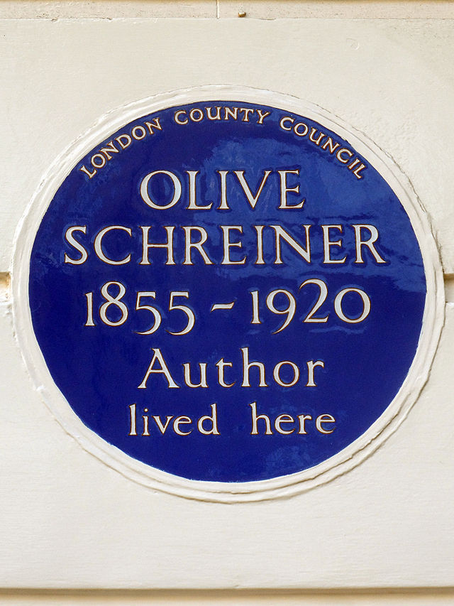 Olive Schreiner blue plaque - Olive Schreiner 1855-1920 author lived here