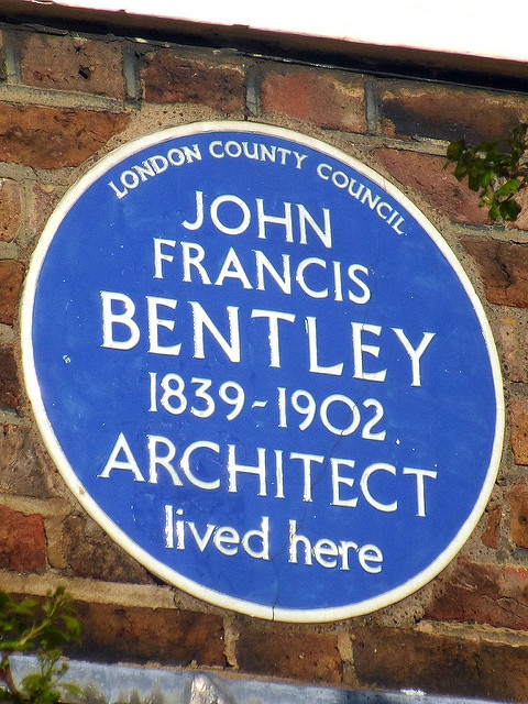 John Francis Bentley blue plaque - John Francis Bentley 1839-1902 architect lived here