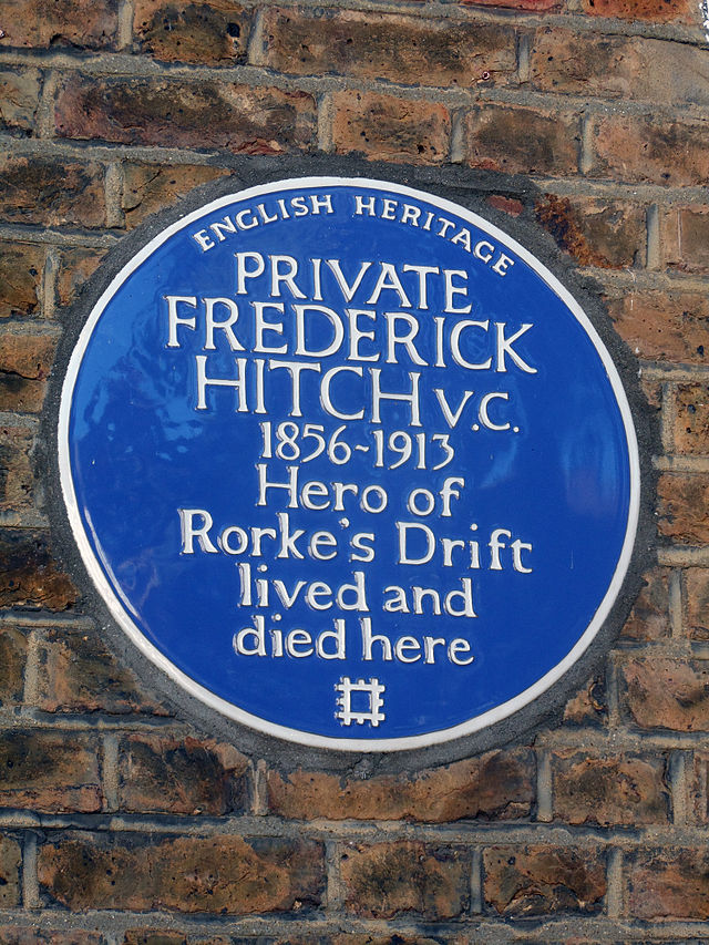Frederick Hitch blue plaque - Private Frederick Hitch V.C. 1856-1913 hero of Rorke’s Drift lived and died here