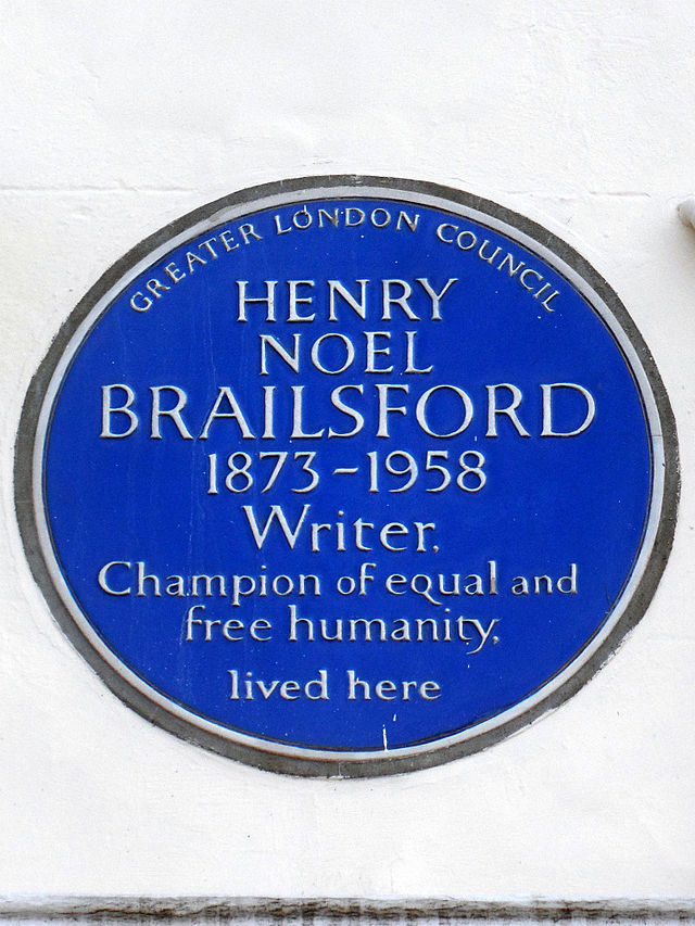 H. N. Brailsford blue plaque - Henry Noel Brailsford 1873-1958 writer, champion of equal and free humanity, lived here