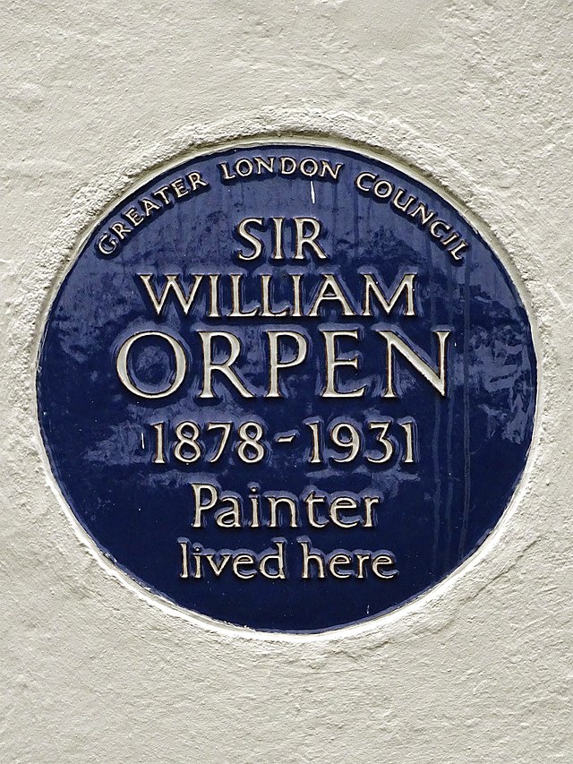 William Orpen blue plaque - Sir William Orpen 1878-1931 painter lived here