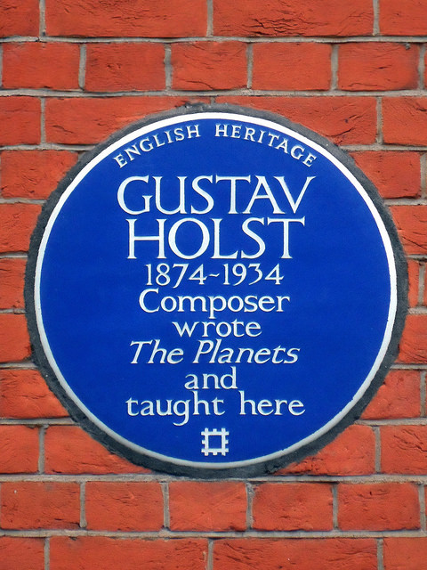 Gustav Holst blue plaque - Gustav Holst 1874-1934 composer wrote The Planets and taught here