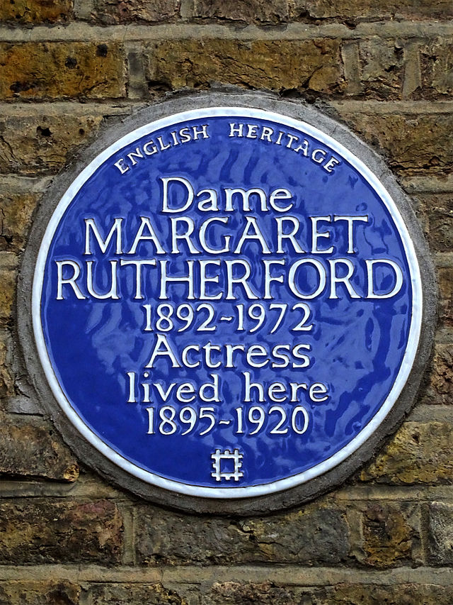 Margaret Rutherford blue plaque - Dame Margaret Rutherford (1892-1972), actress lived here 1895-1920