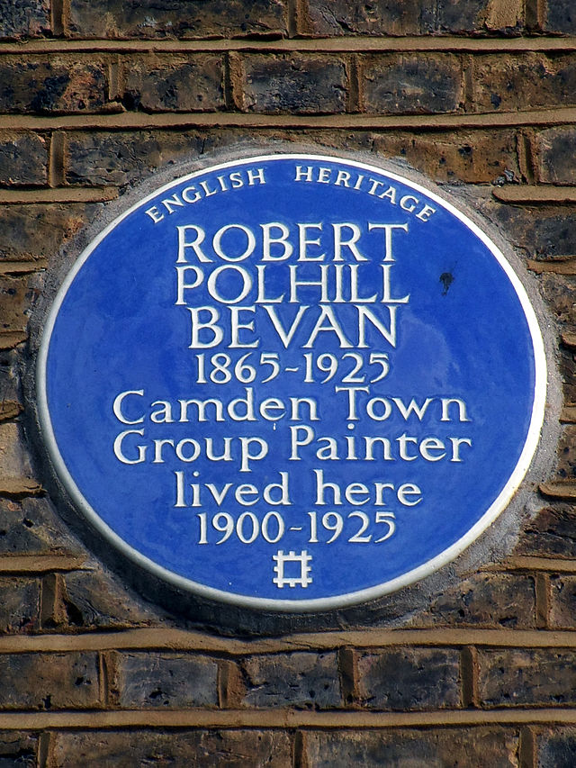 Robert Bevan blue plaque - Robert Polhill Bevan 1865-1925 Camden Town Group painter lived here 1900-1925