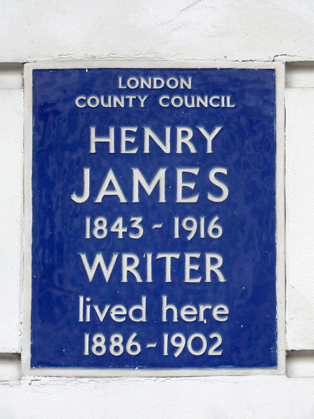 Henry James blue plaque - Henry James (1843-1916), writer, lived here 1886-1902.