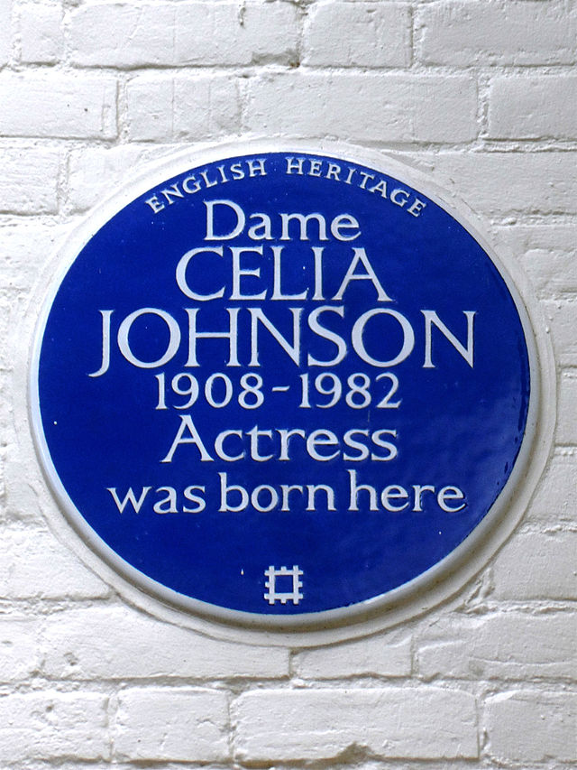 Celia Johnson blue plaque - Dame Celia Johnson 1908-1982 actress was born here