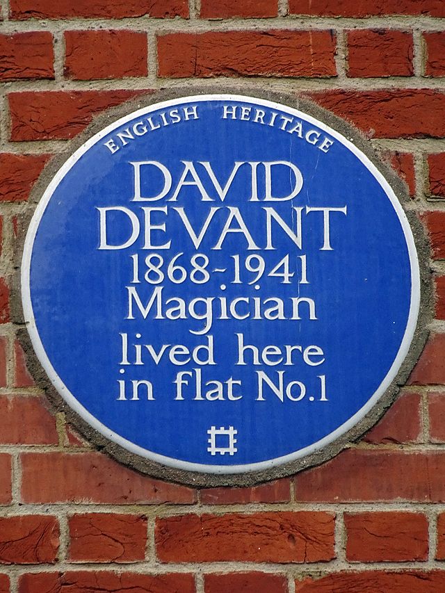 David Devant blue plaque - David Devant 1868-1941 magician lived here in flat no.1
