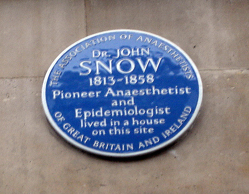 John Snow blue plaque - Dr John Snow 1813-1858 pioneer anaesthetist and epidemiologist lived in a house on this site