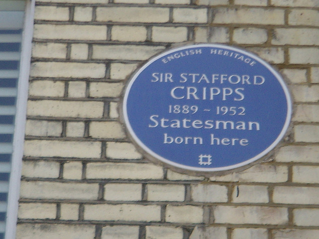 Richard Stafford Cripps blue plaque - Sir Stafford Cripps (1889-1952) statesman born here