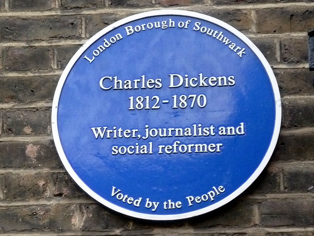 Charles Dickens blue plaque - Charles Dickens 1812-1870 writer, journalist and social reformer  