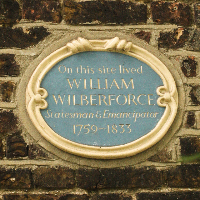 William Wilberforce blue plaque - On this site lived  William Wilberforce  Statesman & Emancipator  1759-1833