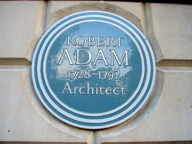 Robert Adam brown plaque - Robert Adam 1728-1792 architect 