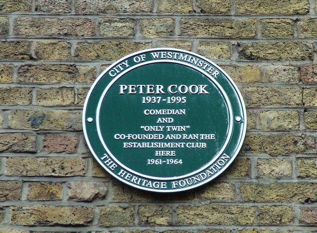 Peter Cook green plaque - Peter Cook 1937-1995 comedian and 