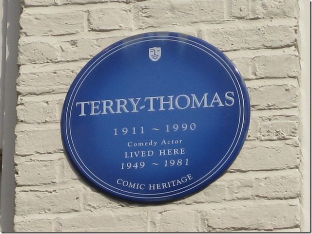 Terry-Thomas blue plaque - Terry-Thomas   1911-1990   Comedy actor   lived here   1949-1981
