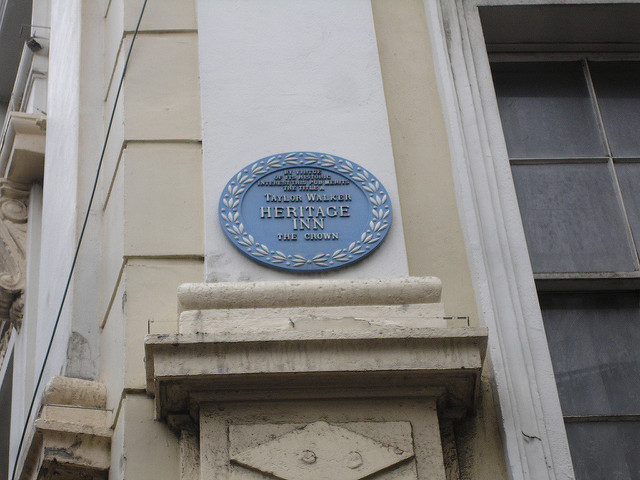 Blue plaque № 1958 - By virtue  of its historic  interest this pub merits  the title a  Taylor Walker  Heritage  Inn  The Crown