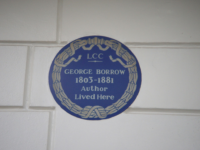 George Borrow blue plaque - George Borrow 1803-1881 author lived here