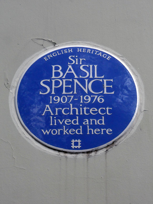 Basil Spence blue plaque - Sir  Basil Spence  1907-1976  Architect  lived and  worked here
