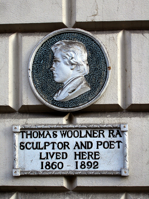 Thomas Woolner white plaque - Thomas Woolner RA  Sculptor and poet  lived here  1860 - 1892