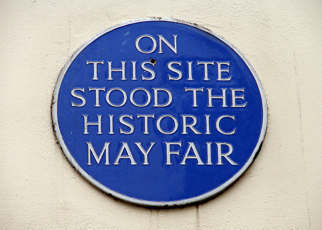 Blue plaque № 2497 - On  this site  stood the   historic  May Fair