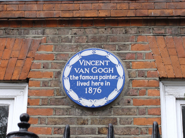 Vincent Van Gogh blue plaque - Vincent Van Gogh  the famous painter  lived here in  1876