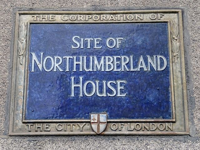 Northumberland House, Hugh Percy, and Elizabeth Percy blue plaque - Site of  Northumberland  House