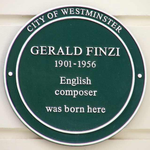 Gerald Finzi green plaque - Gerald Finzi  1901-1956  English composer  was born here