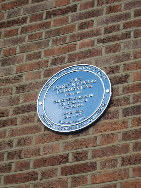Learie Constantine blue plaque - Lord Learie Constantine 1901-1971, cricketer, barrister, politician and statesman lived here 1960-1971