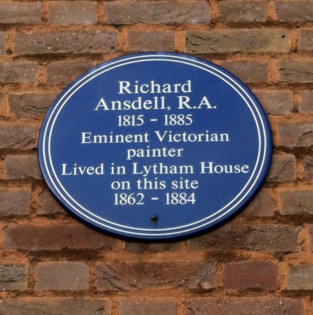 Richard Ansdell blue plaque - Richard Ansdell, R.A. 1815-1885 Eminent Victorian painter Lived in Lytham House on this site 1862-1884