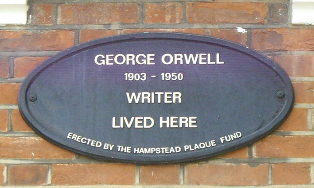 George Orwell black plaque - George Orwell 1903-1950 Writer lived here