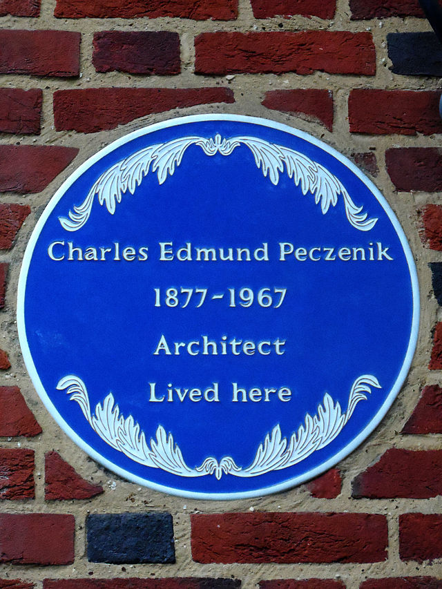Charles Edmund Peczenik blue plaque - Charles Edmund Peczenik 1877-1967 Architect lived here